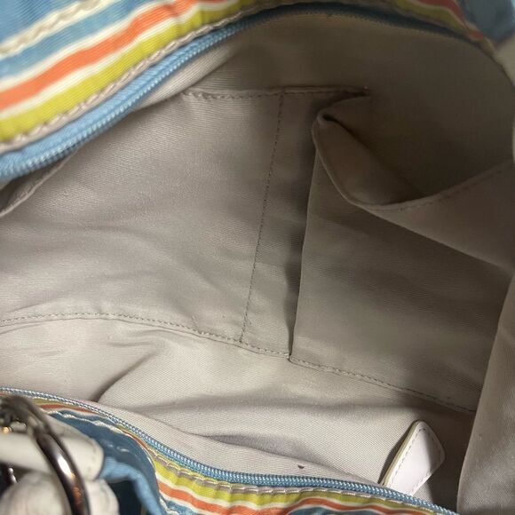 Coach  Fabric  Nautical Striped pastel Multicolor shoulder bag leather straps - Picture 11 of 13